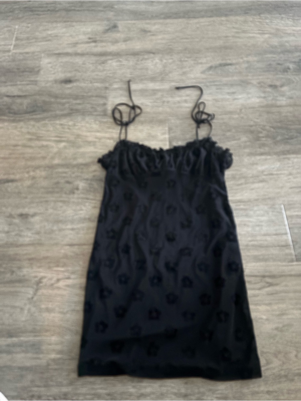 Motel Rocks Black Mini Dress with Subtle Floral Texture